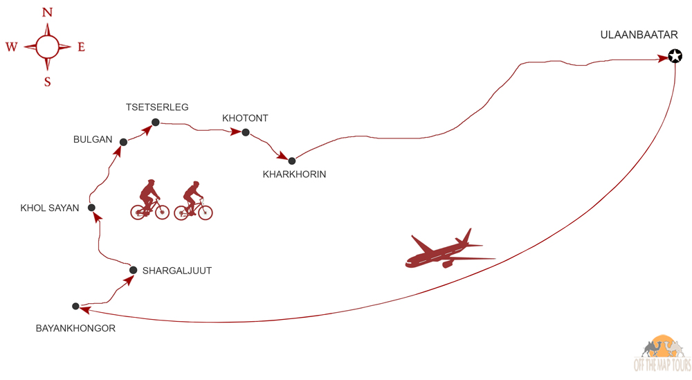 Mongolia Bike Trip Map