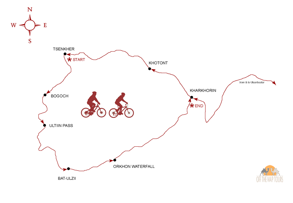 Bicycle Trail Map Mongolia